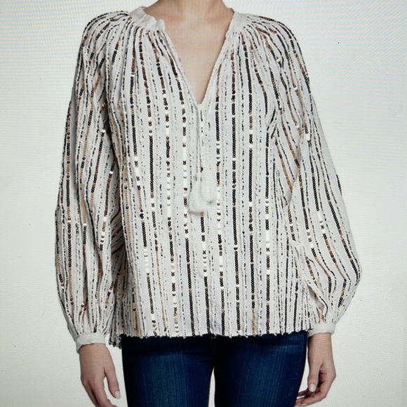JOHNNY WAS Sequin Peasant Blouse (XS) - Picture 3 of 8